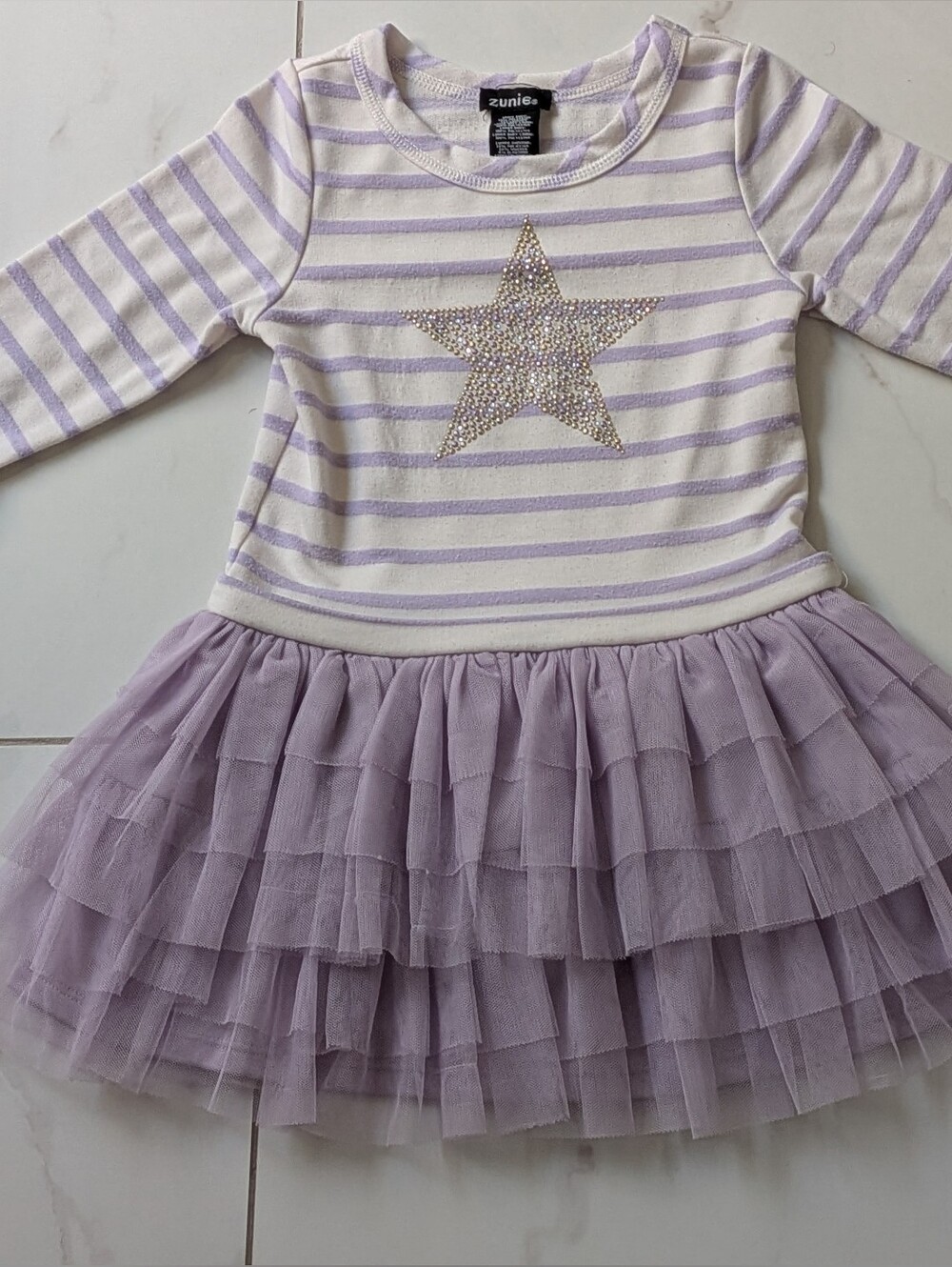 Zunie Lavender & White Striped Tulle Star Dress